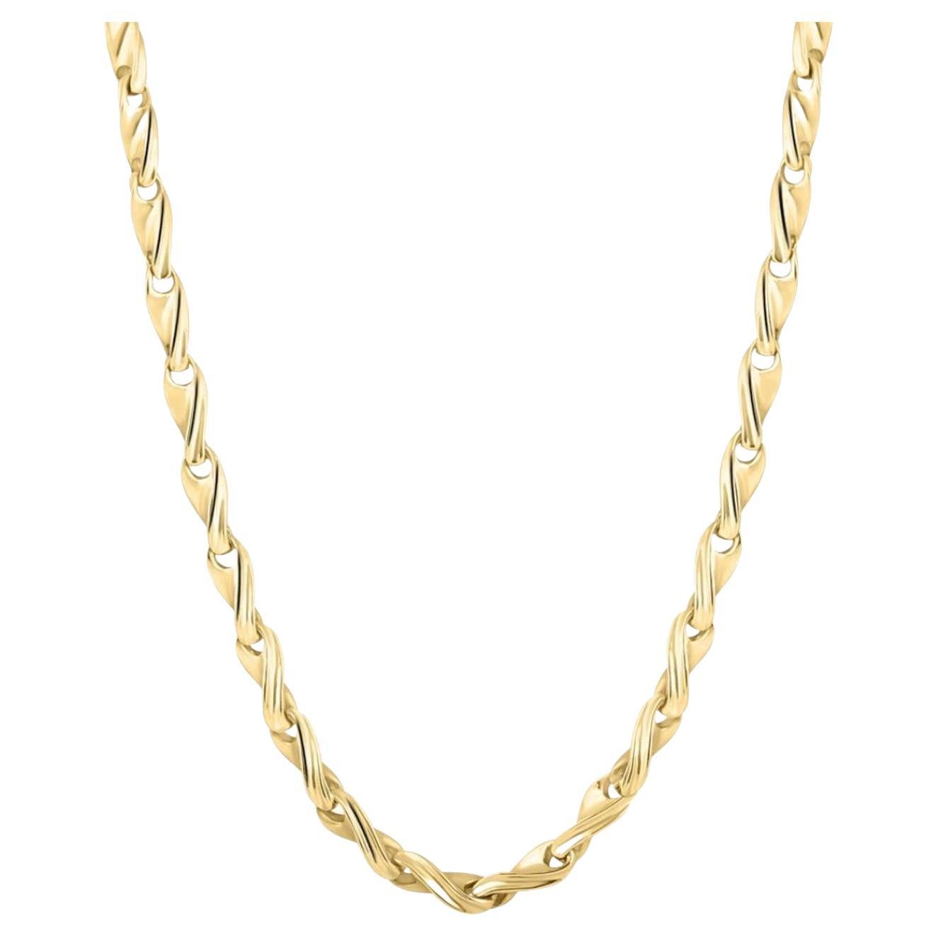 Braccio Solid 14k Yellow Gold Men's Chain Necklace 50.9 Grams For Sale