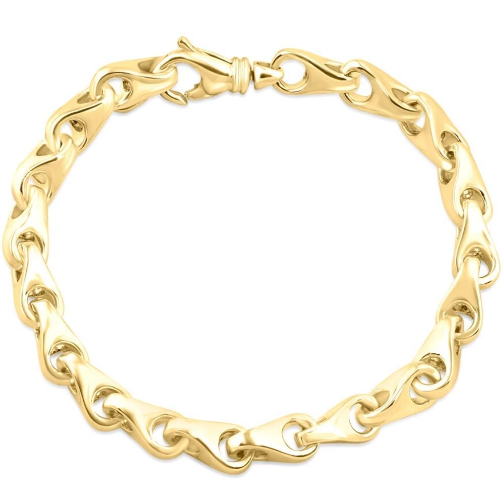 This stunning men's bracelet is made of solid 14k yellow gold.  The bracelet weighs 36 grams and measures 8