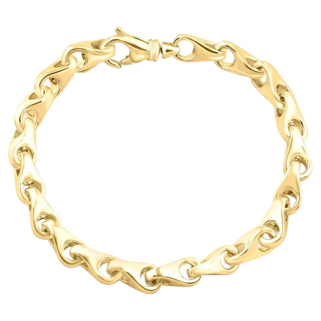Braccio Solid 14k Yellow Gold Men's Link Bracelet 36 Grams 6.5mm Wide 8" For Sale