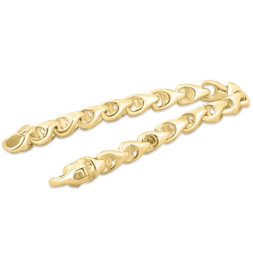 Art Deco Braccio Solid 14k Yellow Gold Men's Link Bracelet 48 Grams For Sale