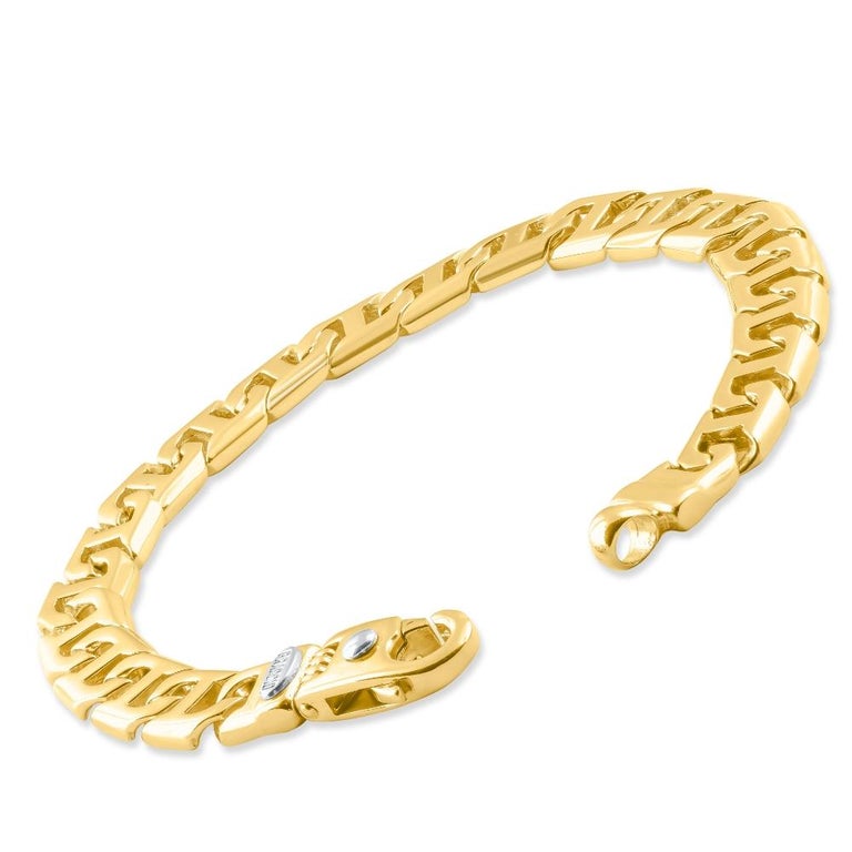 Braccio Solid 14k Yellow Gold Men's Link Bracelet 54 Grams For Sale at