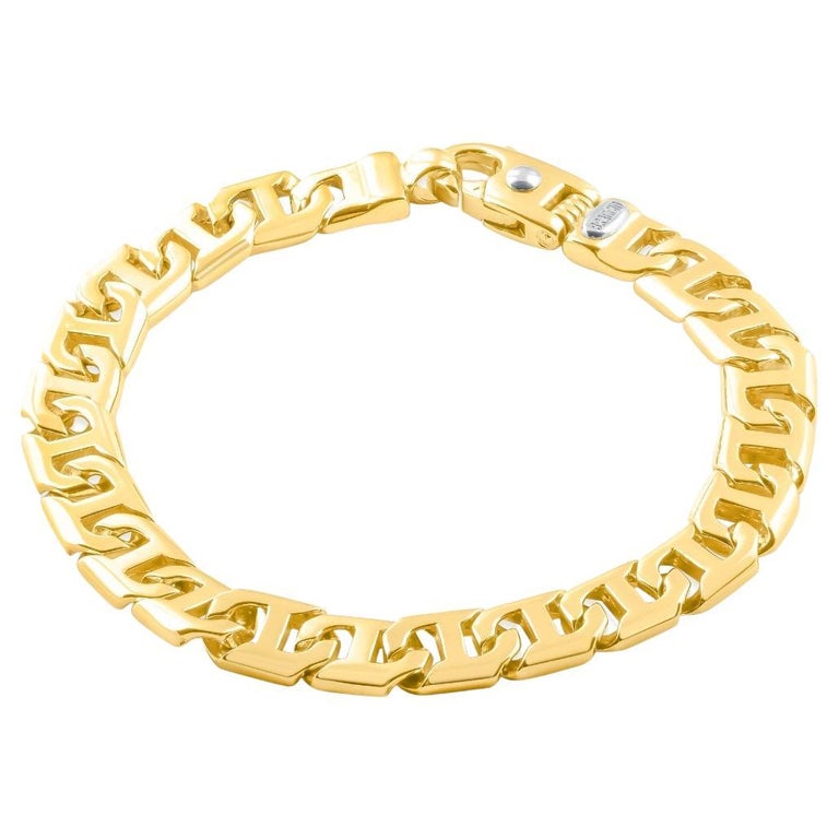 Braccio Solid 14k Yellow Gold Men's Link Bracelet 54 Grams For Sale at