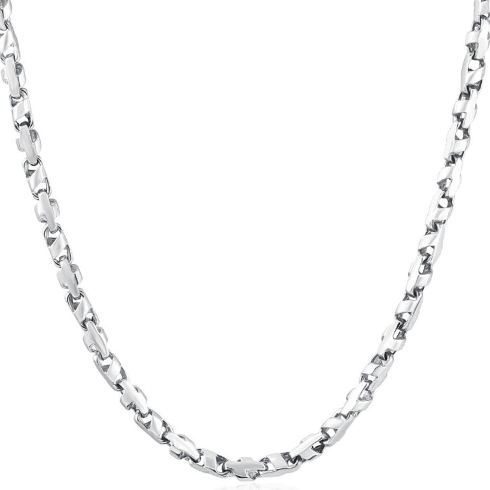 This stunning men's chain necklace is made of solid 18k white gold.  The necklace weighs 46 grams and measures 24