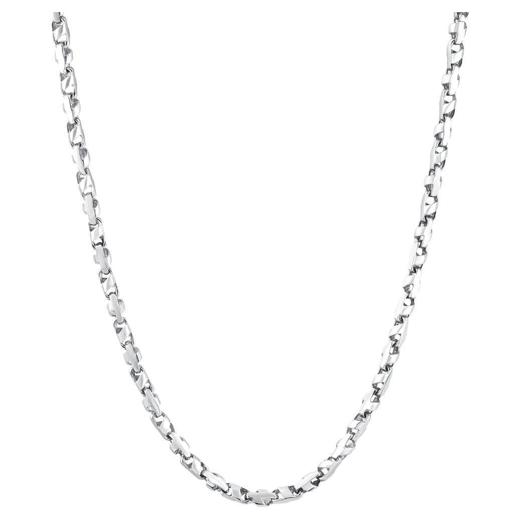 Braccio Solid 18k White Gold Men's Chain 46 Gram Necklace For Sale