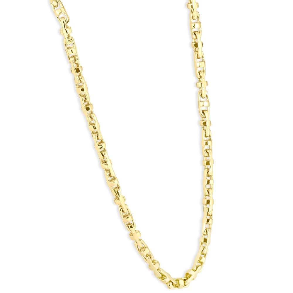This stunning men's chain necklace is made of solid 18k yellow gold.  The necklace weighs 58 grams and measures 22