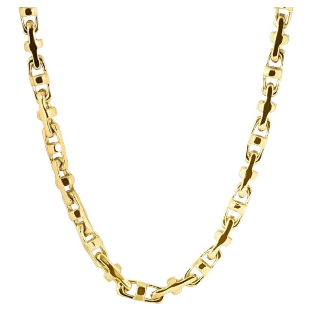 Braccio Solid 18k Yellow and White Gold Men's Chain 58 Grams Necklace For Sale