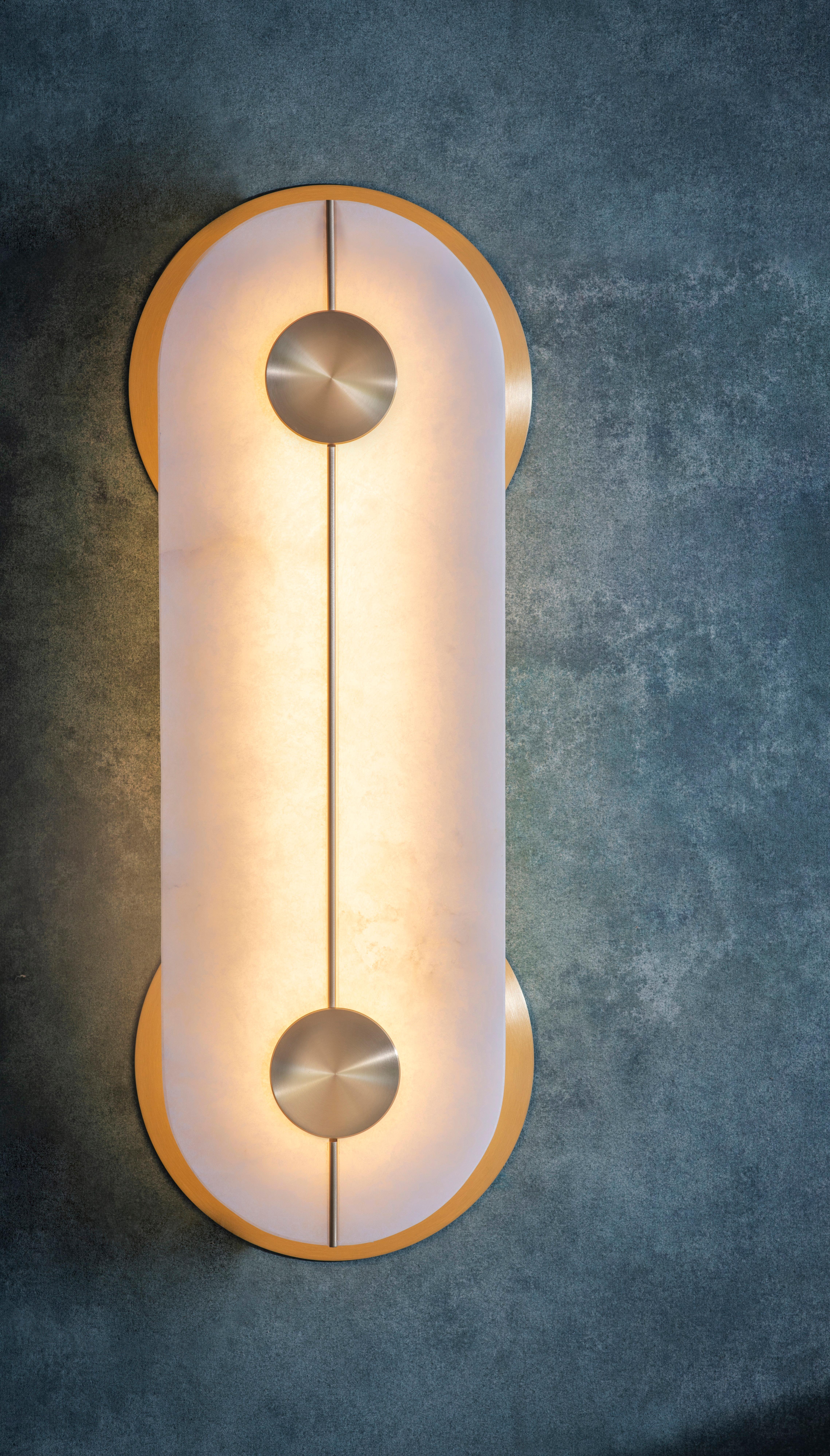 Brace wall light small by Bert Frank
Dimensions: 42.7 x 16 x 6.7 cm
Materials: Brass 

Available in: Nickel

All our lamps can be wired according to each country. If sold to the USA it will be wired for the USA for instance.

Machined almost