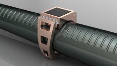 Braced, 18 Karat Rose Gold Ring with Black Jade and .50 Carat in Diamonds