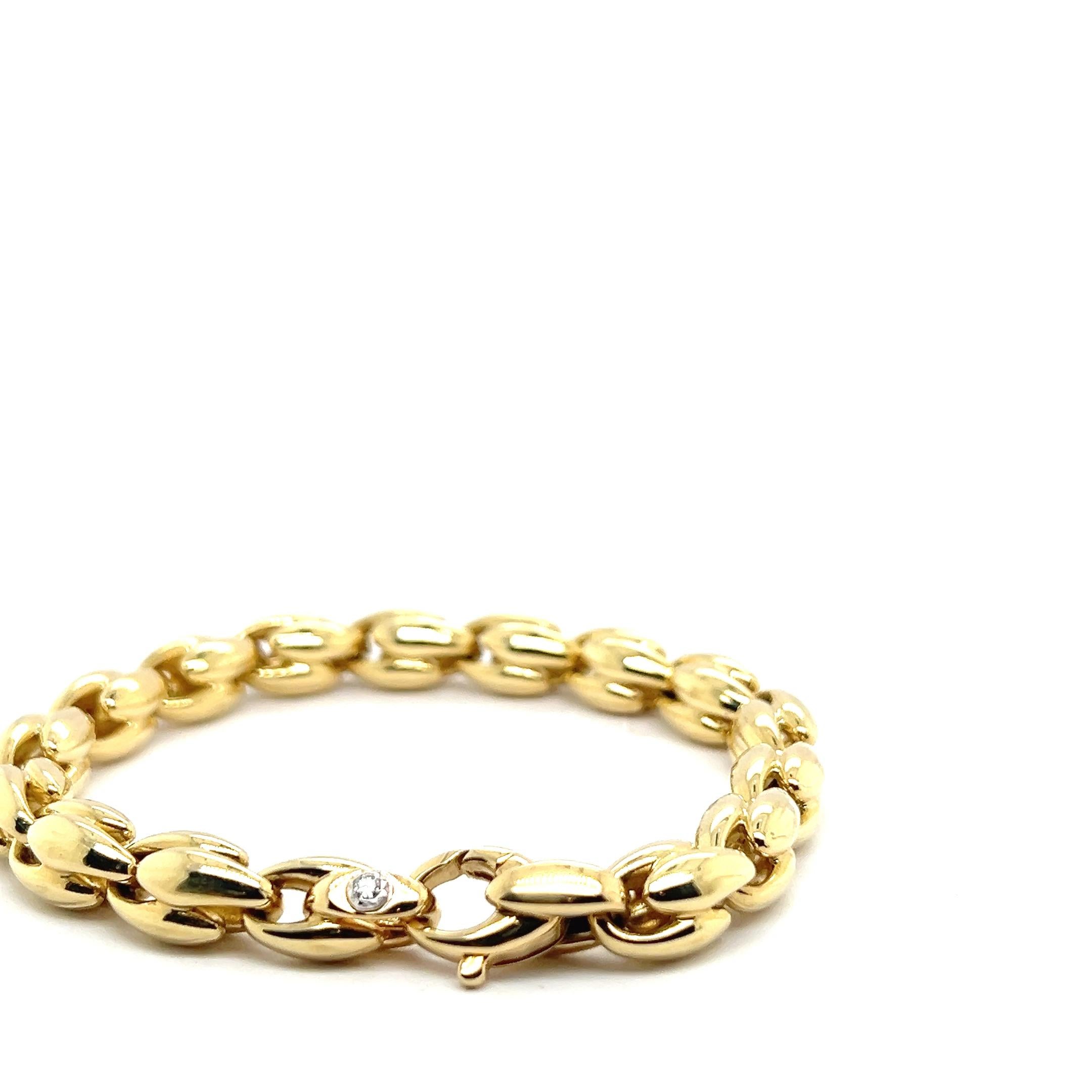 Contemporary Bracelet 0, 03 Diamonds Yellow Gold 18 Carats