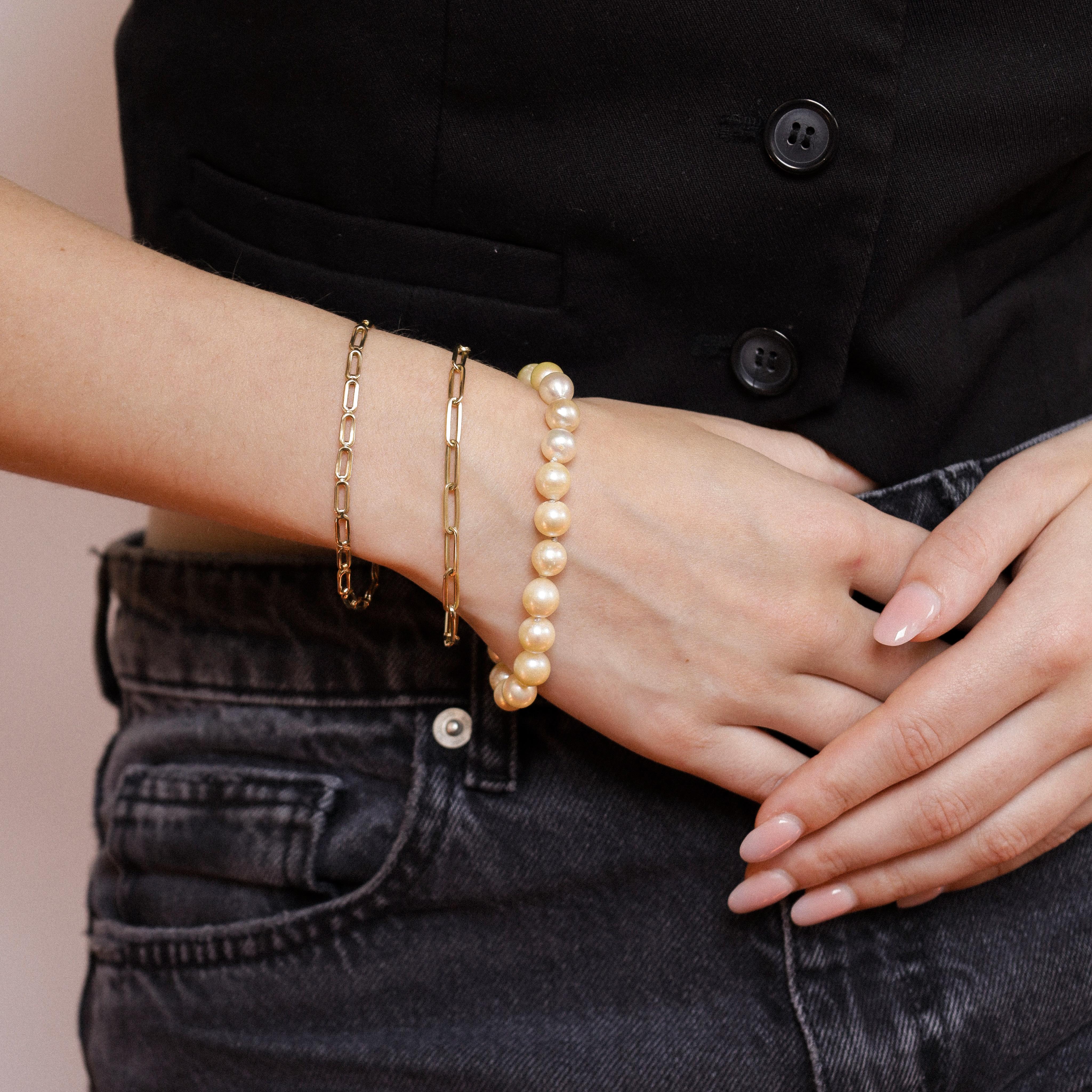 Bracelet en or jaune 14 carats avec des maillons élégants Bon état - En vente à Heemstede, NL