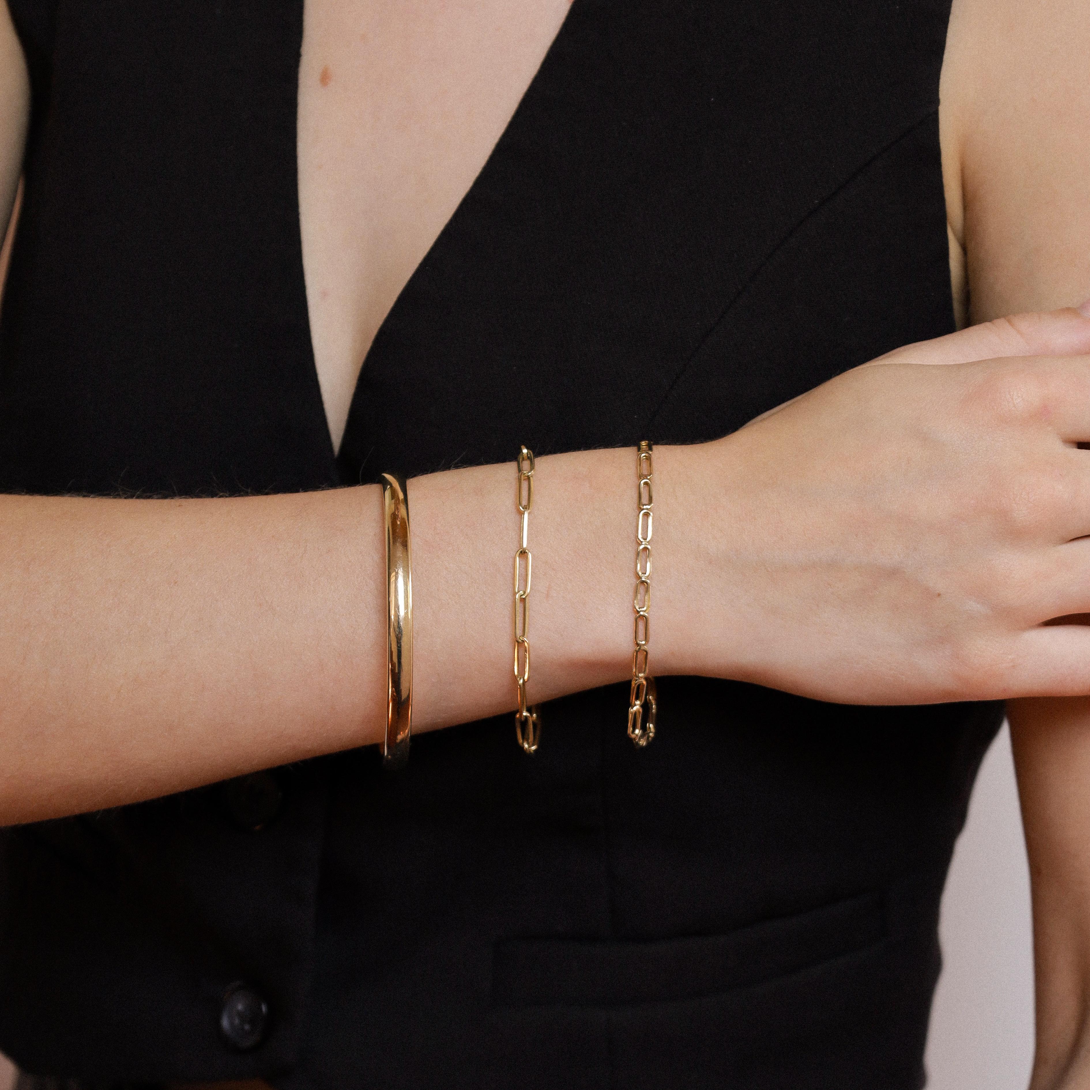 Bracelet en or jaune 14 carats avec des maillons élégants en vente 1