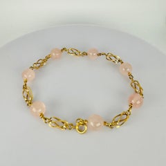 Bracelet 14k Yellow Stunning Chain Design with Rose Quarts