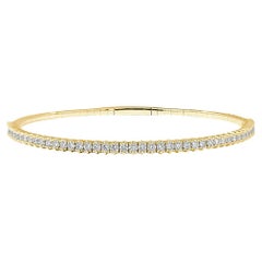 Bracelet en or jaune 14kt et diamants Bangle Tennis