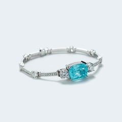 Paraiba Tourmaline 7, 31ct & Diamonds 18K Gold Bracelet