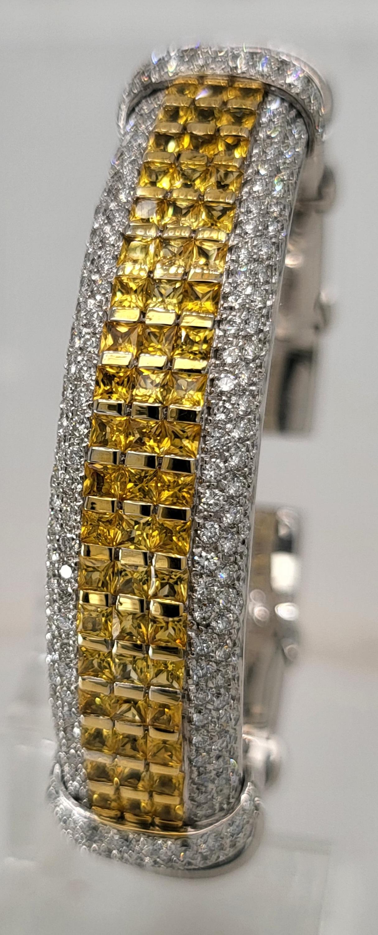 Bracelet 18 kt gold diamonds + sapphire cabouchon earrings  4