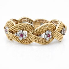 Bracelet - 18K Yellow Gold 0.50 Carat Burma Rubies & Diamond Bracelet