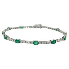 Bracelet 18kt Gold Tennis Emeralds & Diamonds