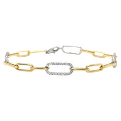 Bracelet 18kt Mixed Gold Paper Clip & Diamonds Links