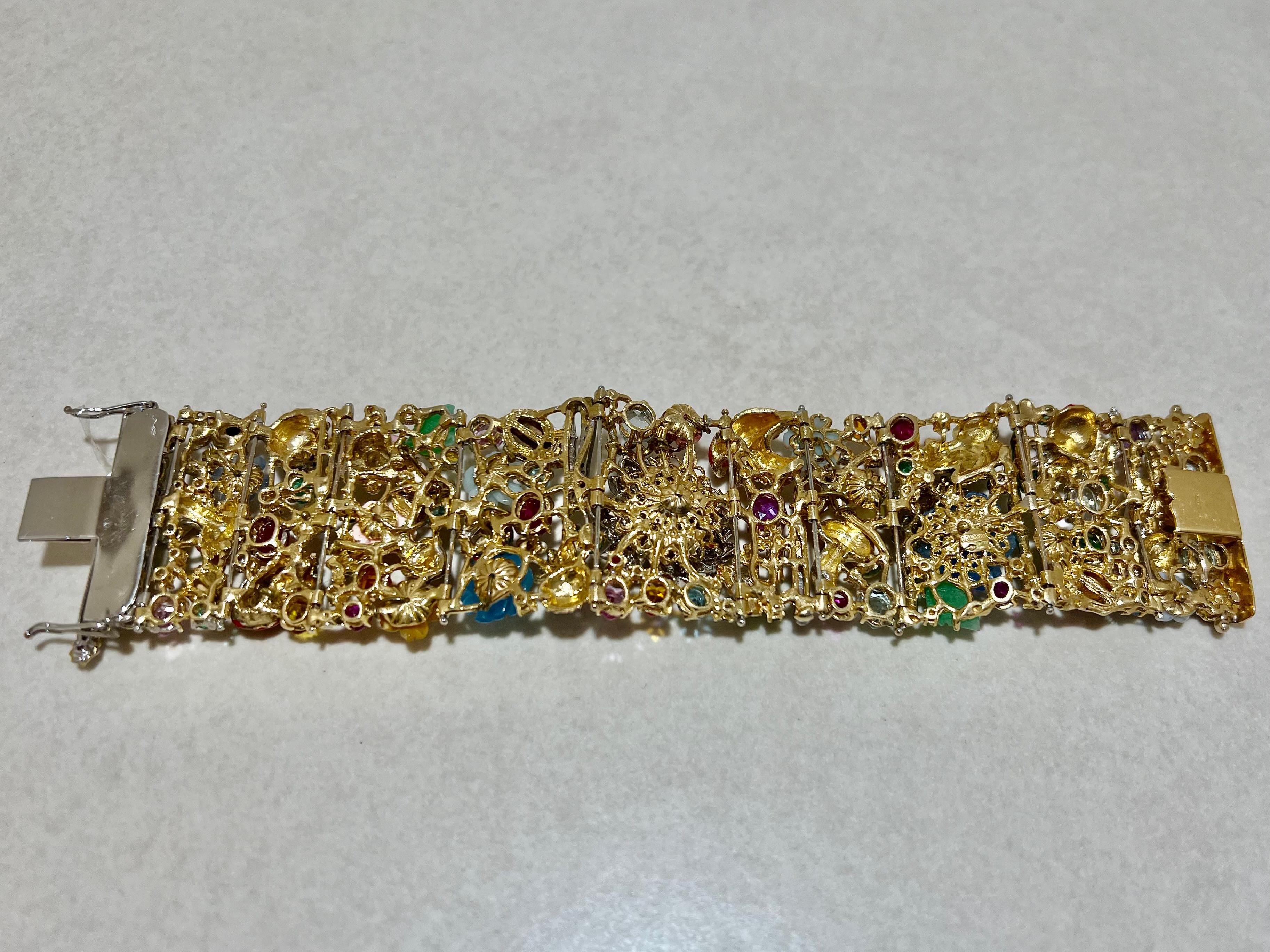 Armband 18 Karat Weißgold Gelbgold Diamant Smaragd Saphir Rubin Turmalin Emaille 3