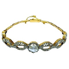 Vintage Bracelet 1940s Rose Cut Diamond Yellow Gold 18 Karat and Platinum