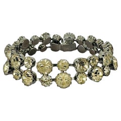 Crystal Bracelet 1940S, signed WEISS, 2 rows of crystals, Antique