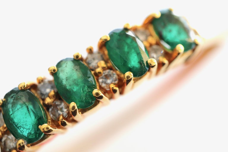 Bracelet 9 Emeralds Approximate 3 Carat in 14 Karat Yellow Gold Setting ...