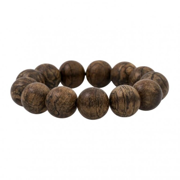 Natural wood balls 18.6 mm, 36.4 g, inner circumference approx. 18 cm, on rubber band, 21st century, condition as new. (86g)

 Agarwood bracelet, natural wood beads 18.6 mm, 36.4 g, inner circumference approx. 18 cm, on rubber strap, 21st century,