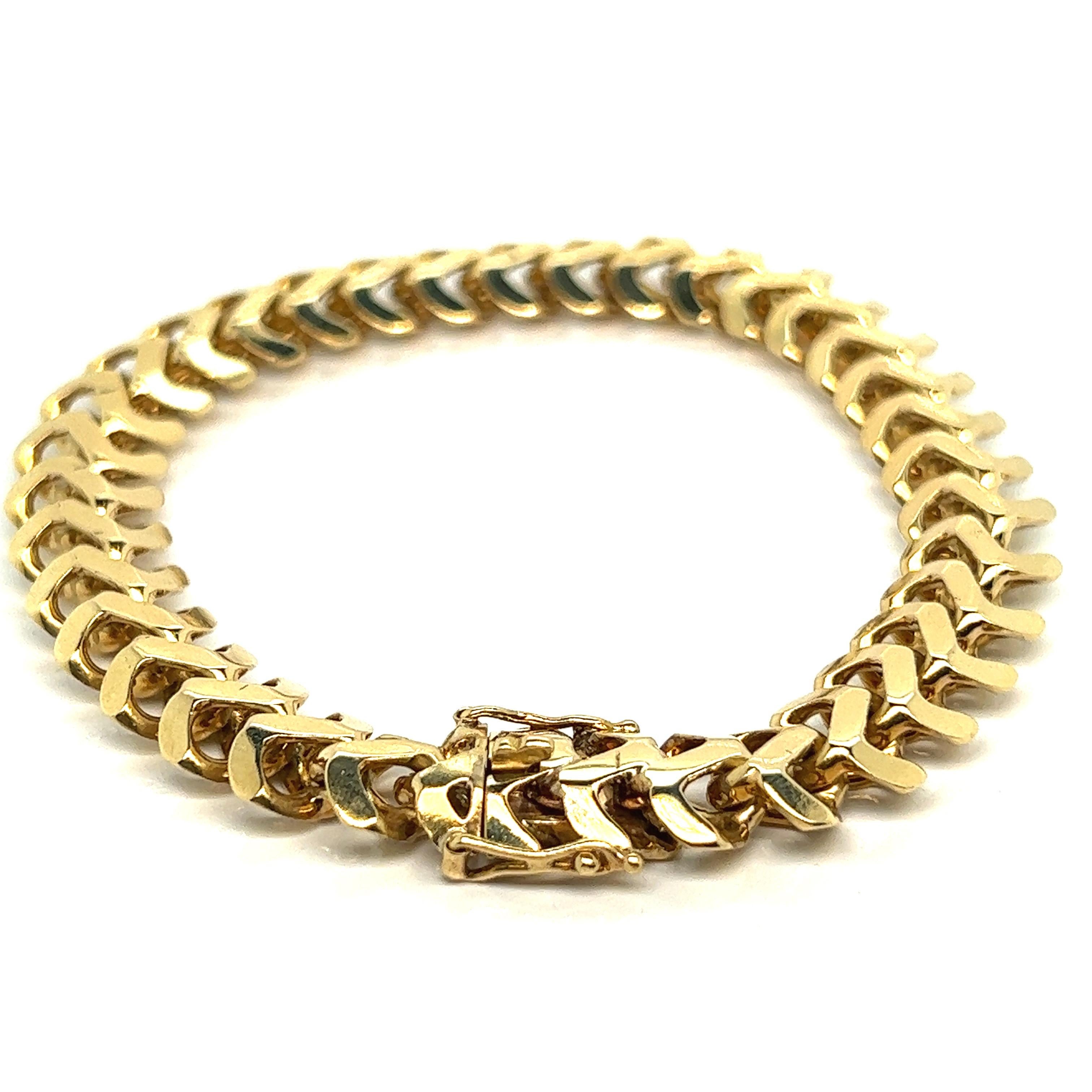 Armband American Mesh Gelb Massivgold 18 Karat im Zustand „Hervorragend“ in Vannes, FR