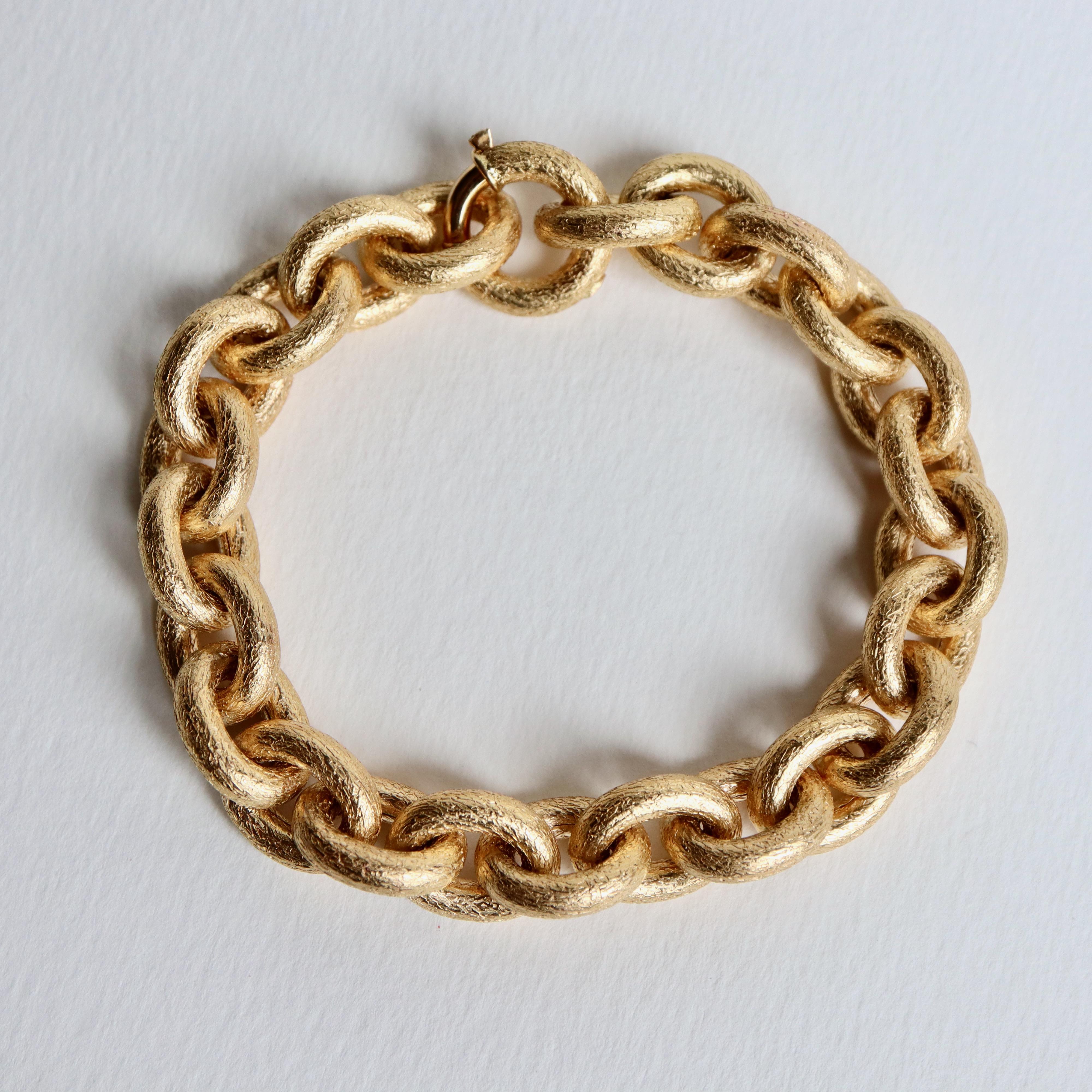 Bracelet Anchor-Link Brushed Satin Hammer Mesh in 18 Carat Yellow Gold 2