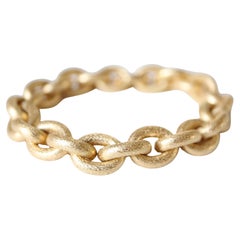 Pulsera Ancla-Enlace Malla Martillo Satinada Cepillada en Oro Amarillo de 18 Quilates