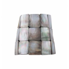 Bracelet and Choker Necklace Set, Mother of Pearl Polyester and Leather