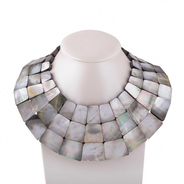 Bracelet and Choker Necklace Set, Mother of Pearl Polyester and Leather For  Sale at 1stDibs