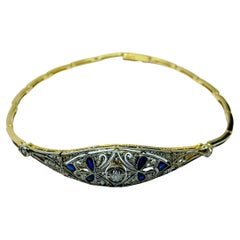 Vintage Bracelet Art Deco 1920s Diamonds and Sapphires Yellow Gold 18K Platinum