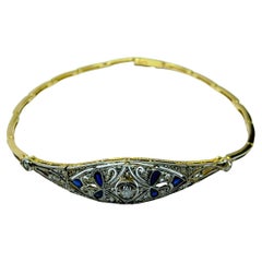 Vintage Vintage-Armband Art Deco 1920er Jahre Diamanten und Saphire Gelbgold 18K Platin