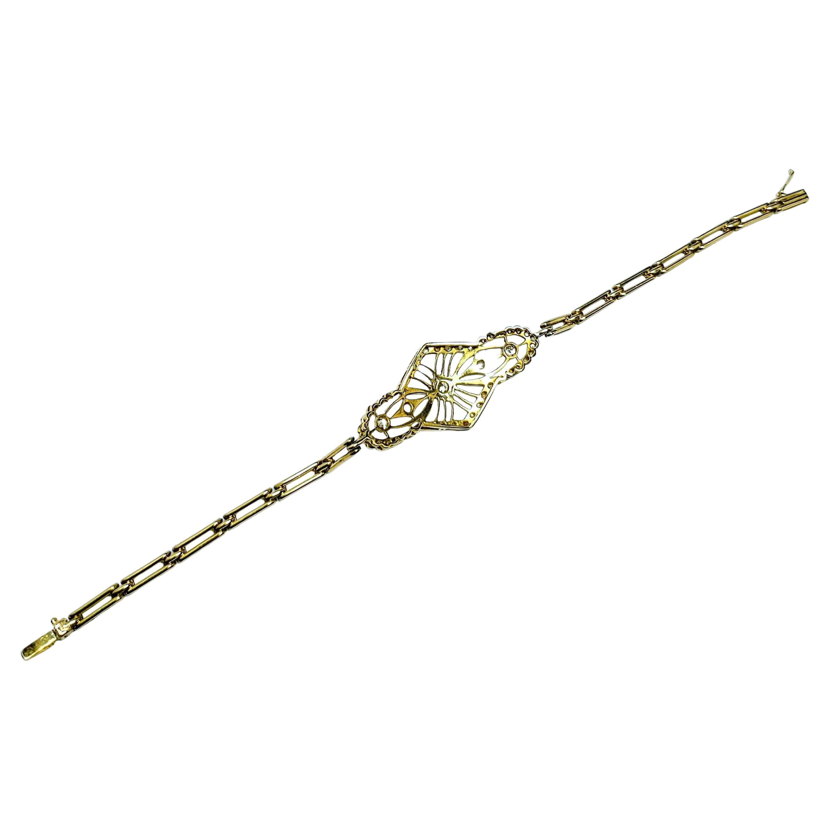 Vintage Armband Art Deco 1930er Jahre Diamant Gelbgold 18 Karat und Platin im Zustand „Gut“ im Angebot in Valencia, Comunidad Valenciana