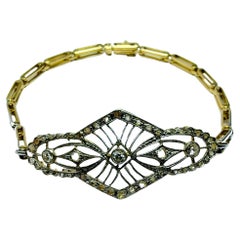 Vintage Bracelet Art Deco 1930s Diamond Yellow Gold 18 Karat and Platinum