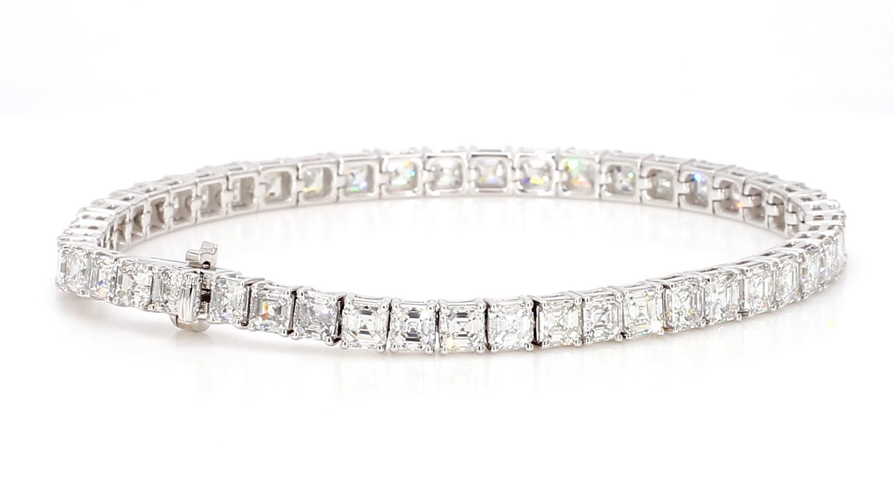 Bracelet Asscher Cut 10.16 Carats Total 18K White Gold Tennis *Natural Diamonds* 3