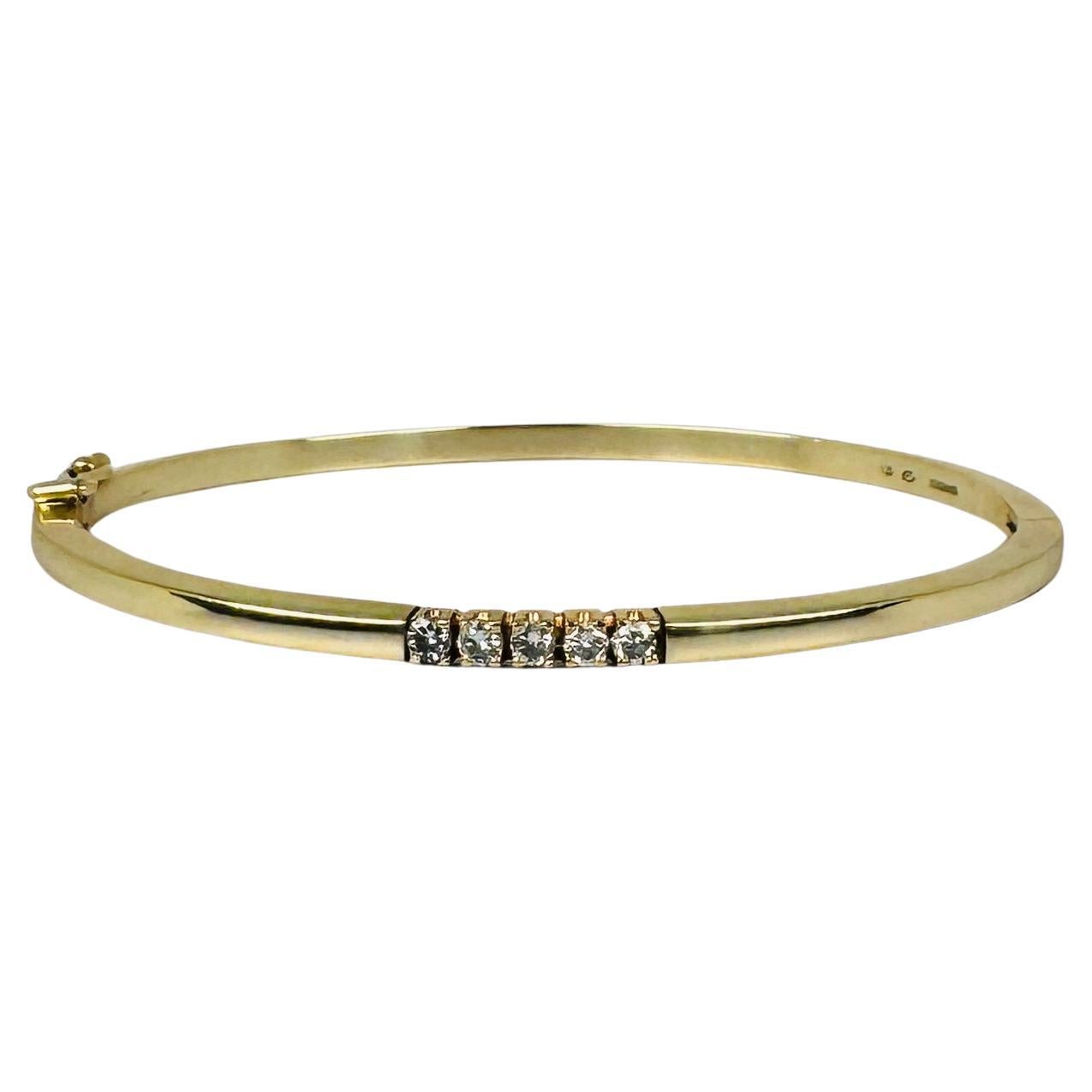 Bracelet bangle 14 carat yellow gold  5 brilliant cut diamonds of 0.25 carat For Sale