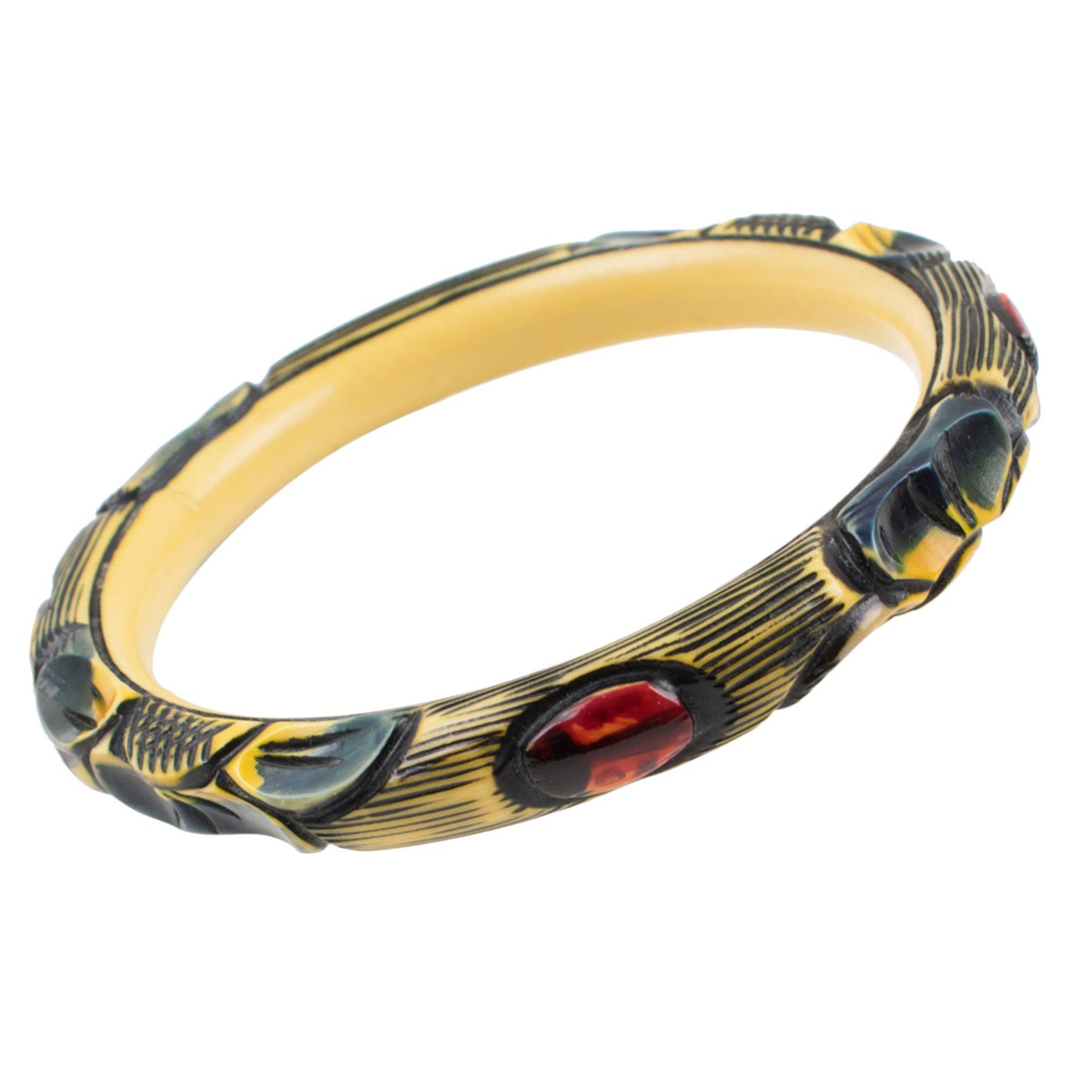 Bracciale Bangle in celluloide con intaglio di coccinelle in vendita