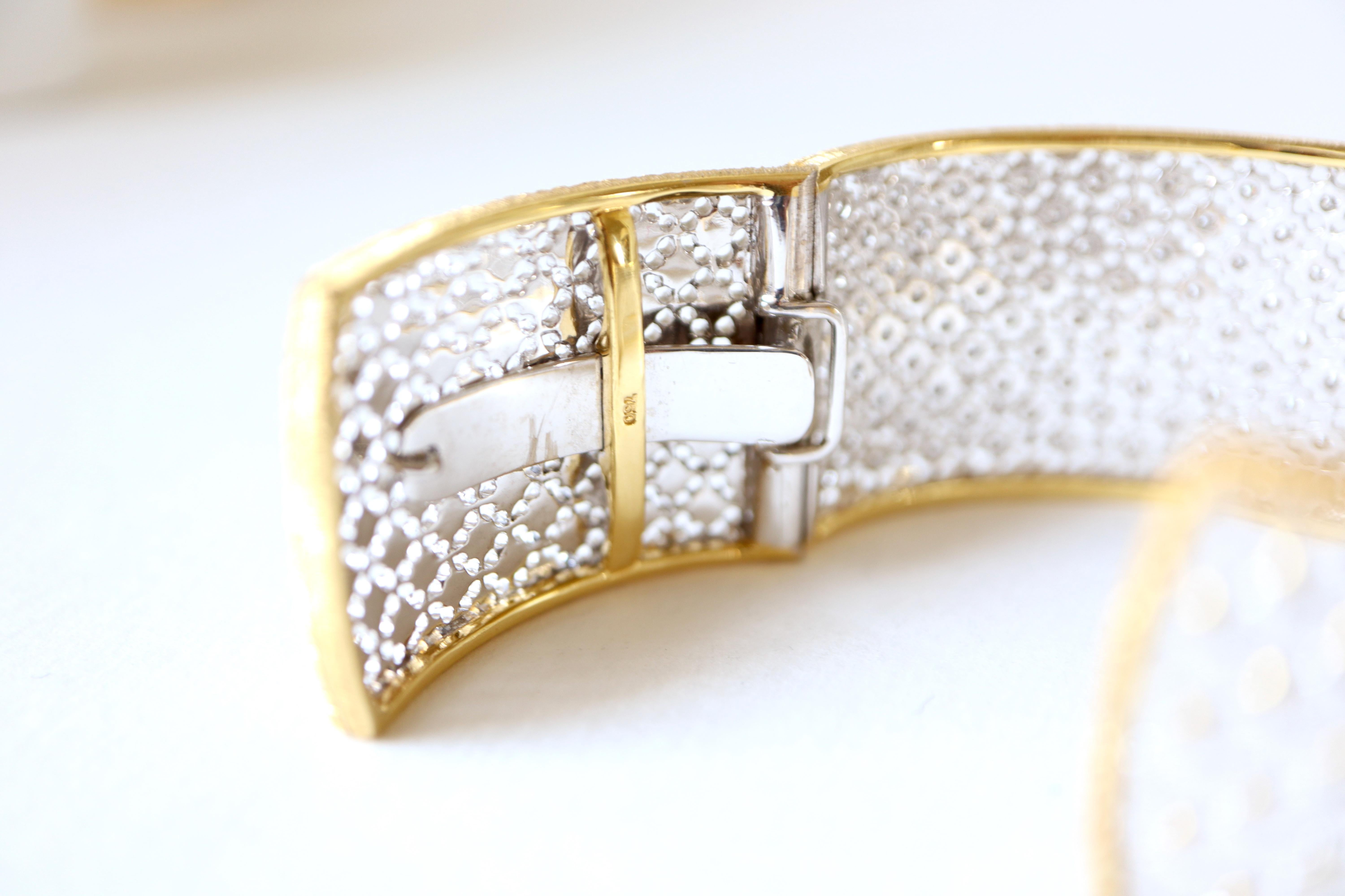 Bracelet Bangle Yellow Withe Gold 18k 3.51 Carats of Diamonds For Sale 2