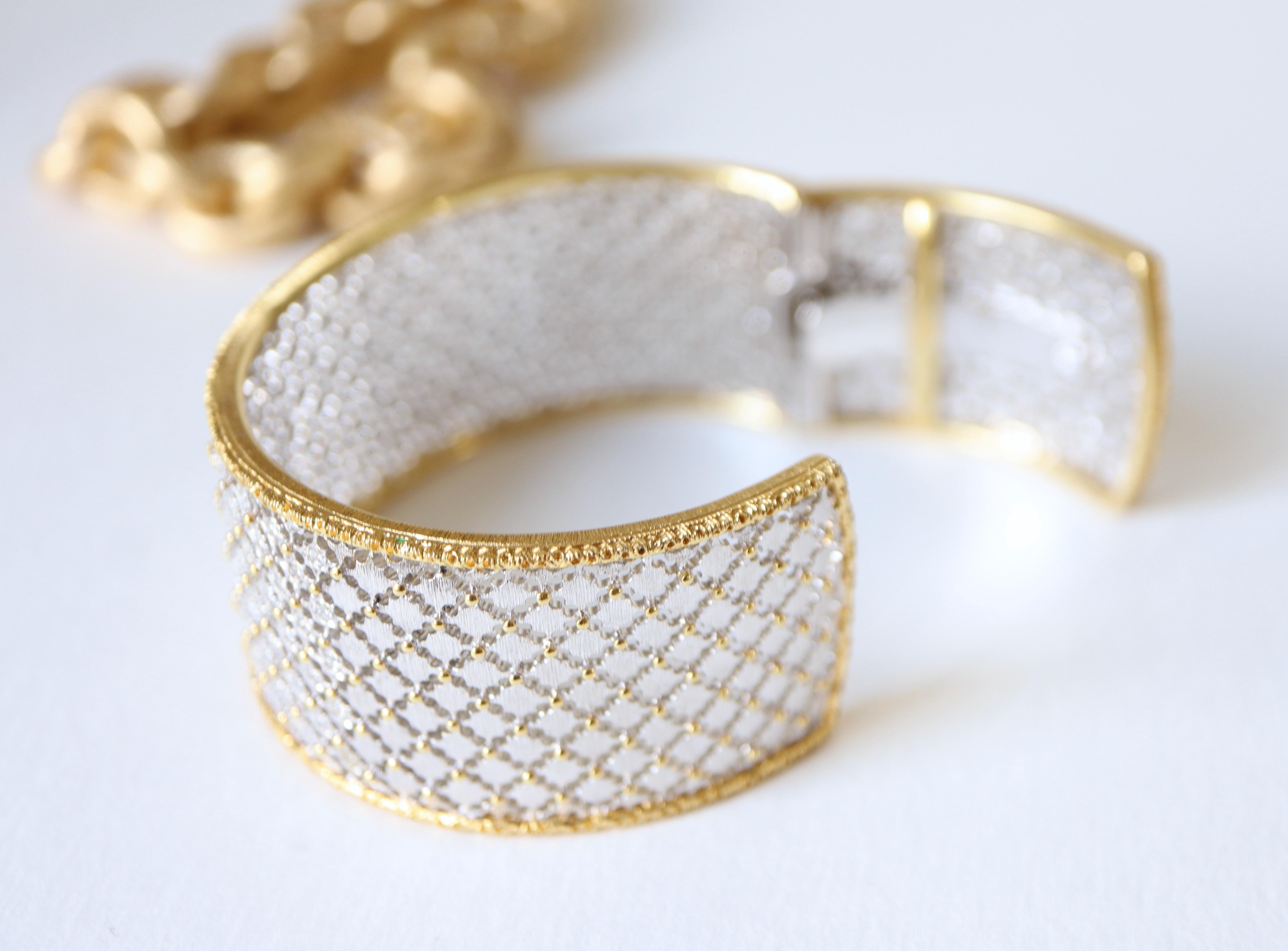 Bracelet Bangle Yellow Withe Gold 18k 3.51 Carats of Diamonds For Sale 3