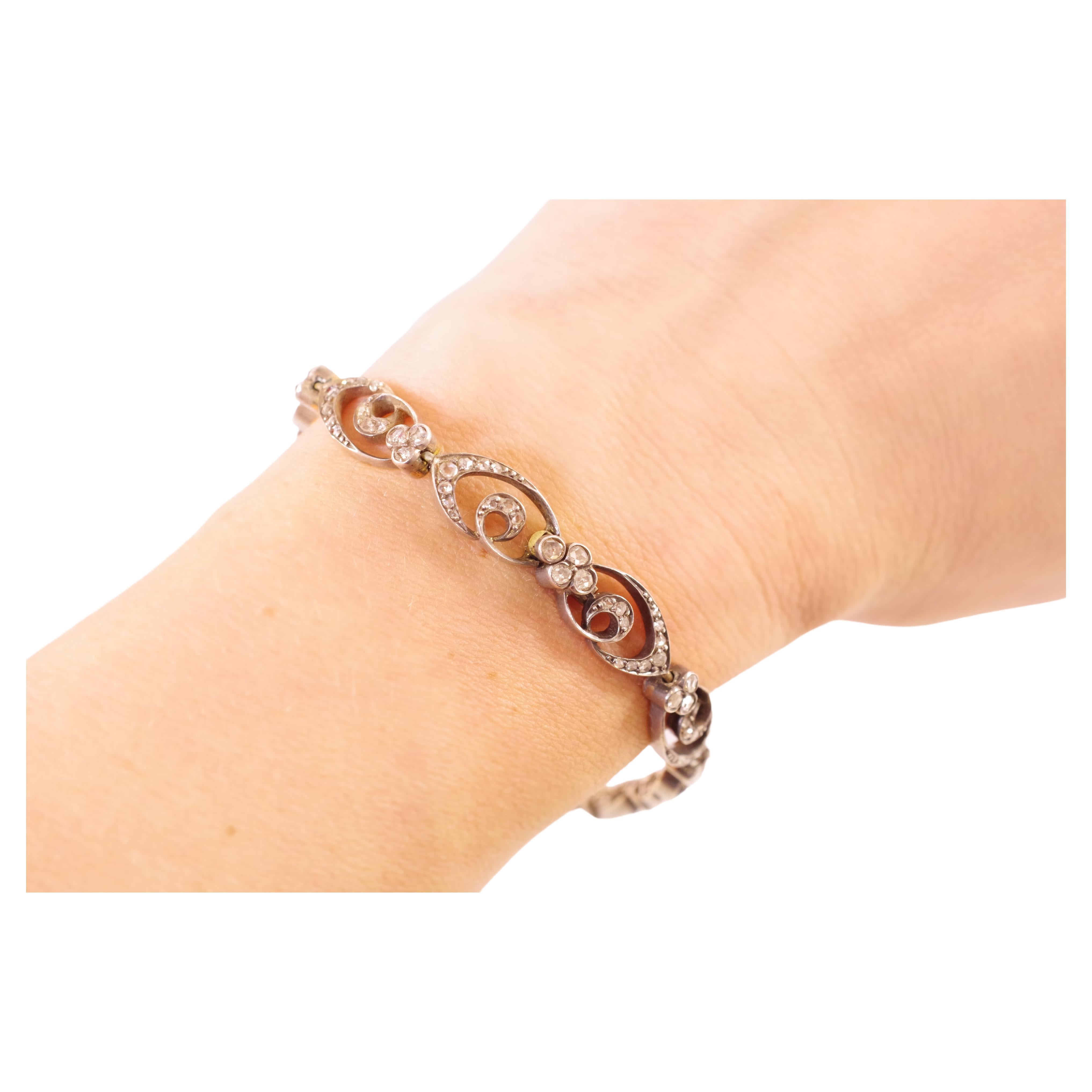 Bracelet Belle Epoque Diamonds in Rose Gold and Silver For Sale