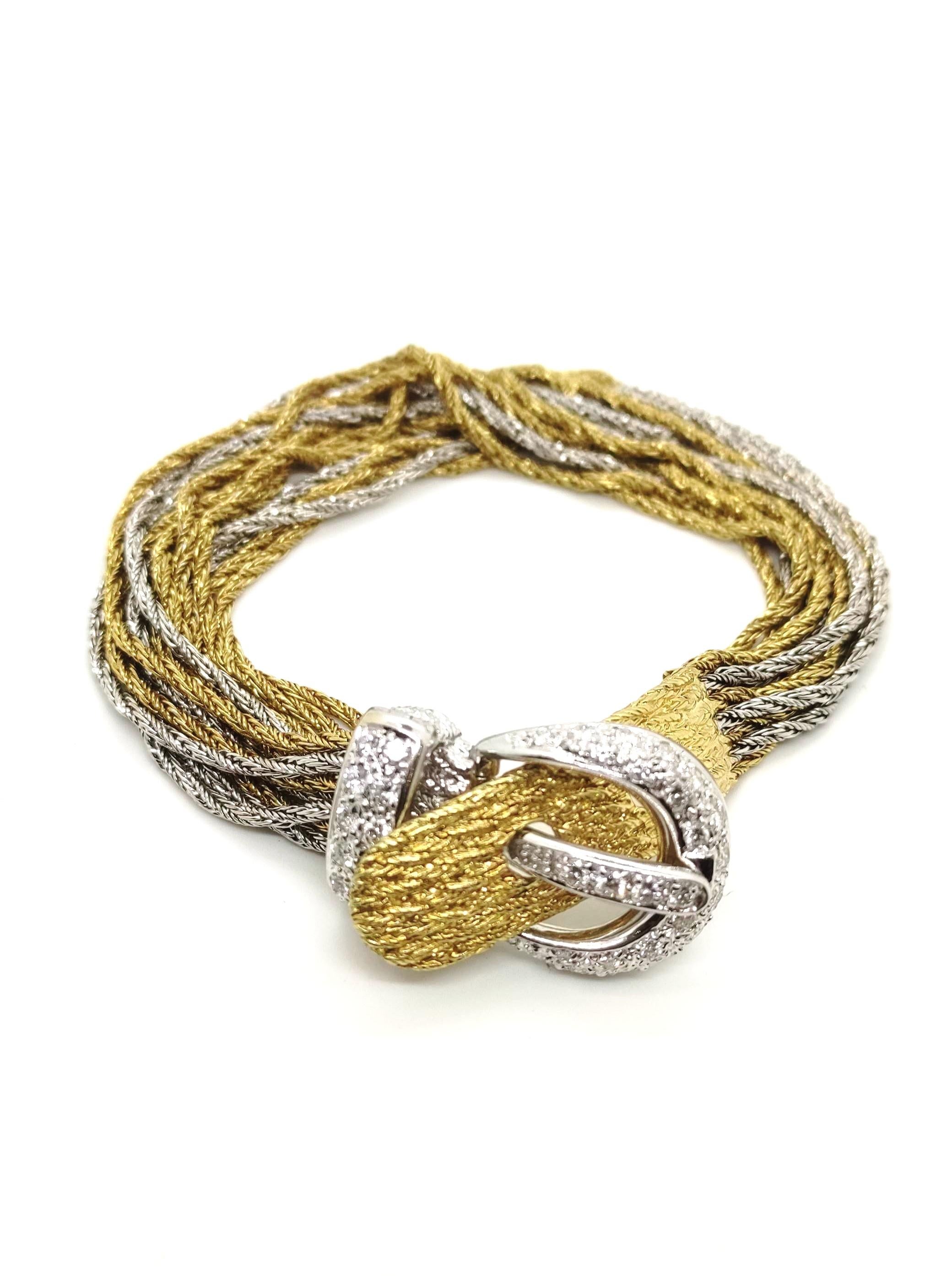 Diamant-Armband mit Gürtelschnalle aus 18 Karat Gelb- und Weißgold  im Zustand „Hervorragend“ im Angebot in Geneva, CH