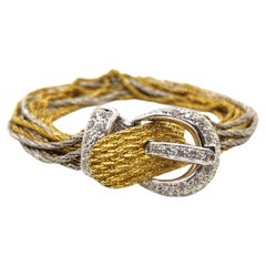 Diamond Bracelet Belt Buckle in 18 Karats Yellow and White Gold 