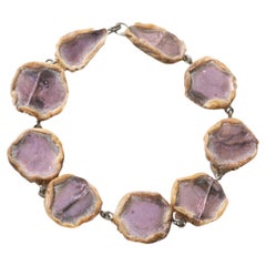 Bracelet by Line Vautrin – Beige Talosel Encrusted with Violetts Mirrors