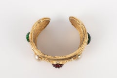 Christian Dior Golden Metal Bracelet Ornamented with Pearls and Glass Paste