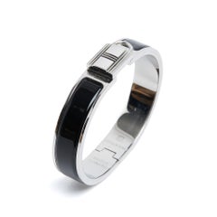 Bracelet Clic Cadenas PM Black Enamel Silver Kelly Locker Bangle S Hermes