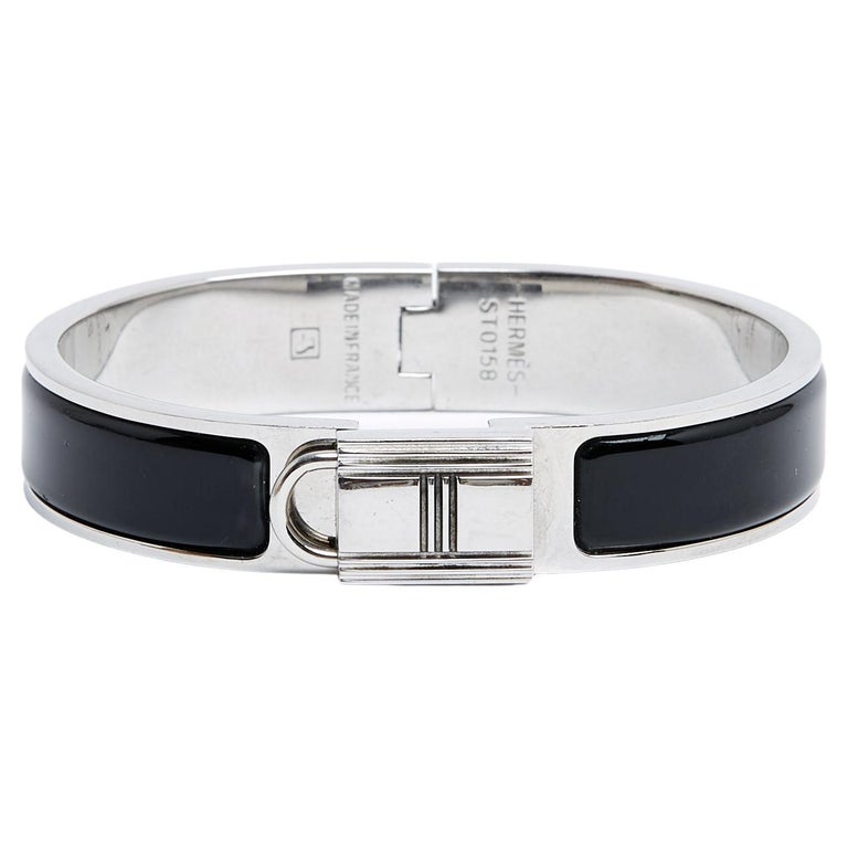Bracelet Clic Cadenas PM Black Enamel Silver Kelly Locker  display picture 2