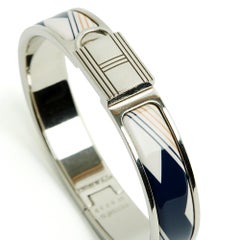 Bracelet Clic Cadenas PM Tricolor Enamel Silver Kelly Locker Bangle S Hermes