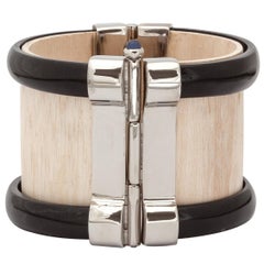 Bracelet Cuff Art Deco Horn Sapphire Silver